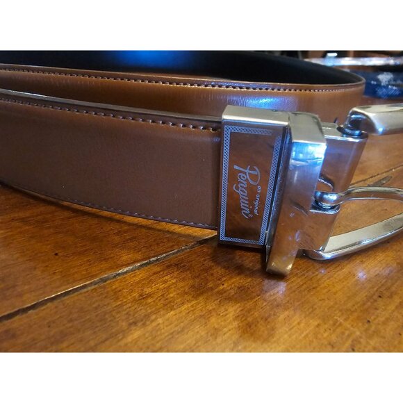 Original Penguin Reversible Leather Belt Black/Tan Medium Mens Pre-Loved - Picture 1 of 7